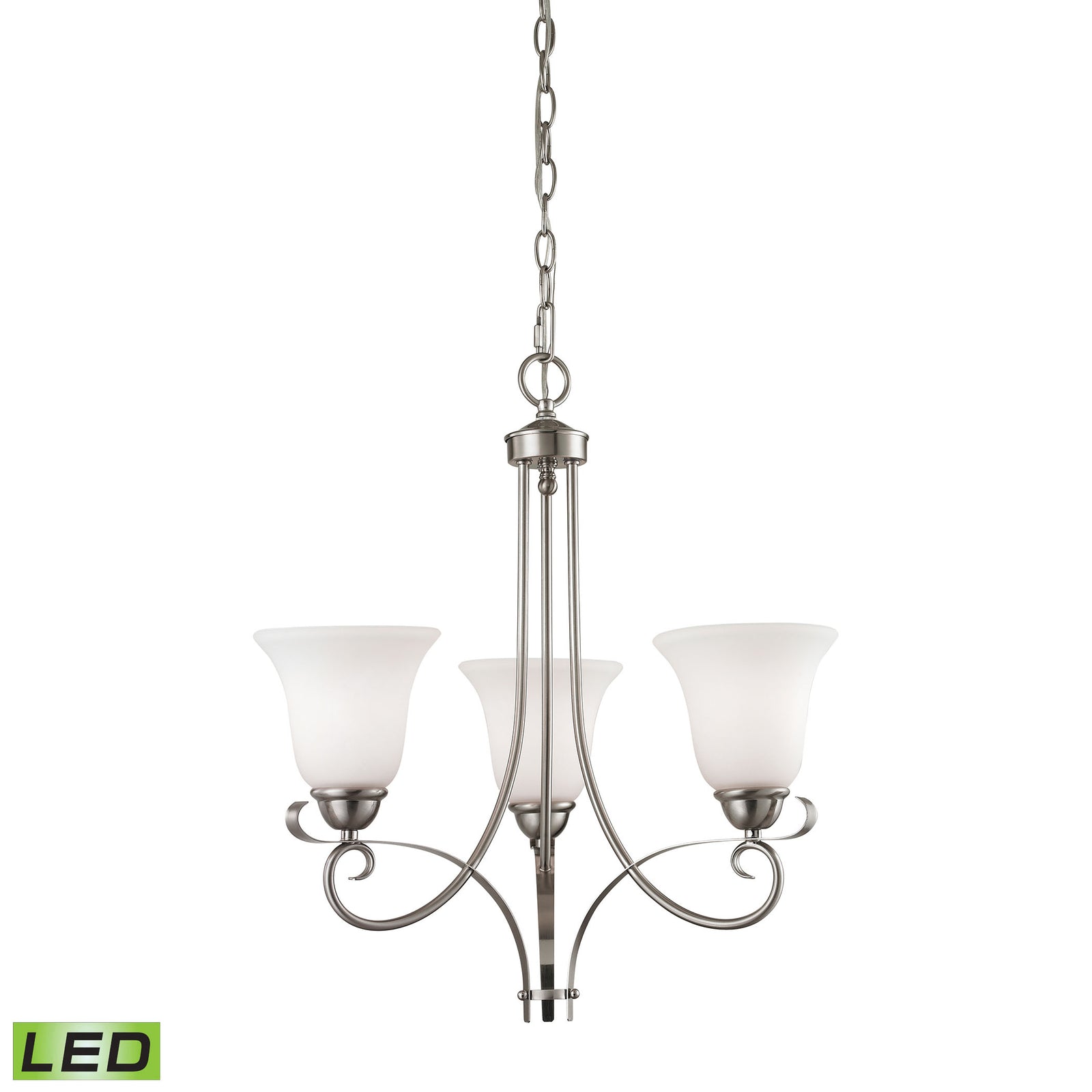 Brighton 20'' Wide 3-Light Chandelier - Brushed Nickel - Includes LED Bulb