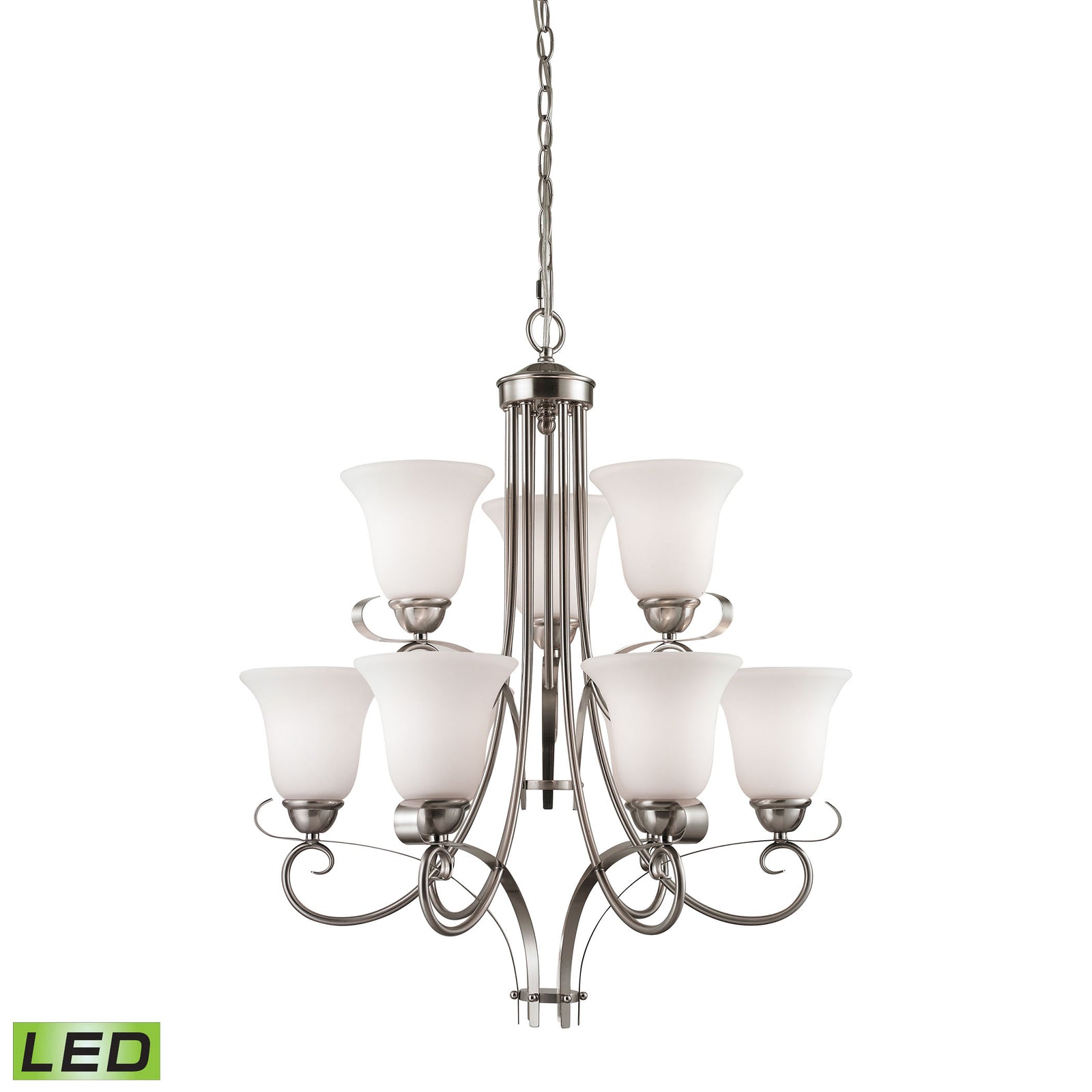 Brighton 25'' Wide 9-Light Chandelier - Brushed Nickel - Includes LED Bulb