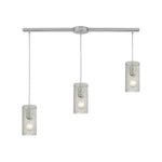 Ice Fragments 36'' Wide 3-Light Slim Linear Pendant - Satin Nickel and Clear Glass