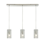Ice Fragments 36'' Wide 3-Light Linear Pendant - Satin Nickel and Clear Glass