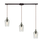 Hammered Glass 36'' Wide 3-Light Slim Linear Pendant - Oil Rubbed Bronze with Clear