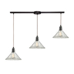 Hand Formed Glass 36'' Wide 3-Light Slim Linear Pendant - Oil Rubbed Bronze