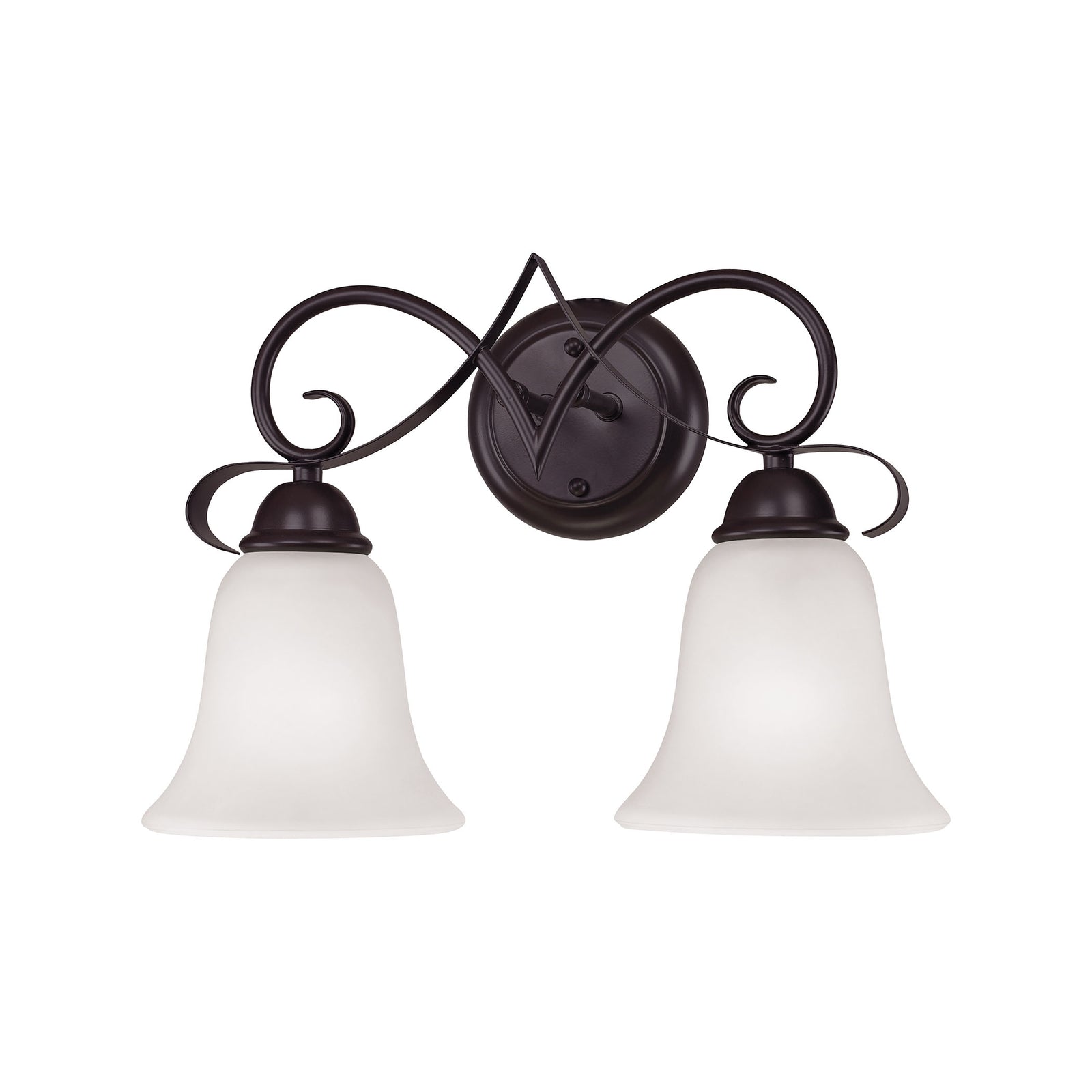 Brighton 11'' High 2-Light Vanity Light - Oil Rubbed Bronze with White Glass