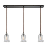 Hand Formed Glass 36'' Wide 3-Light Linear Pendant - Oil Rubbed Bronze