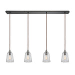 Hand Formed Glass 46'' Wide 4-Light Linear Pendant - Oil Rubbed Bronze