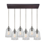 Hand Formed Glass 32'' Wide 6-Light Rectangular Pendant - Oil Rubbed Bronze