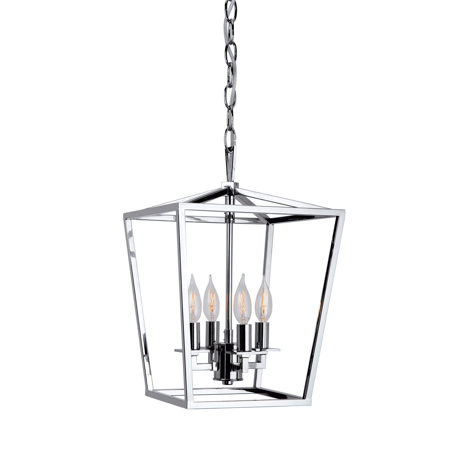 Cage 12'' Wide 4-Light Pendant - Polished Nickel