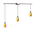 Milan 36'' Wide 3-Light Pendant - Satin Nickel with Yellow Blaze Glass