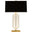 Modern Brass Finish With Clear Crystal Accents/ Black Painted Opaque Parchment Shade With Matte Gold Lining