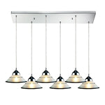 Refraction 30'' Wide 6-Light Rectangular Pendant - Polished Chrome with White Glass