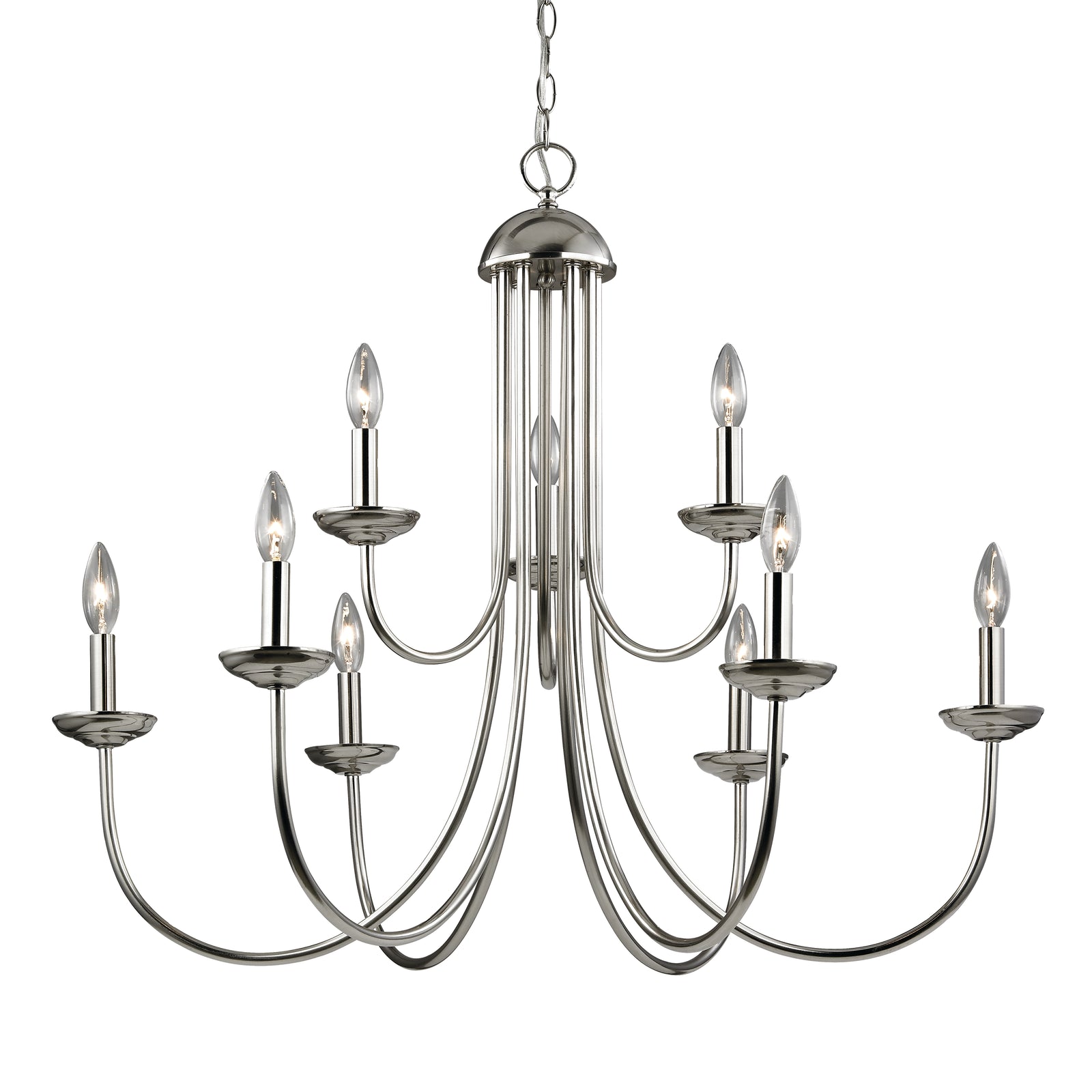 Montgomery 34'' Wide 9-Light Chandelier - Brushed Nickel