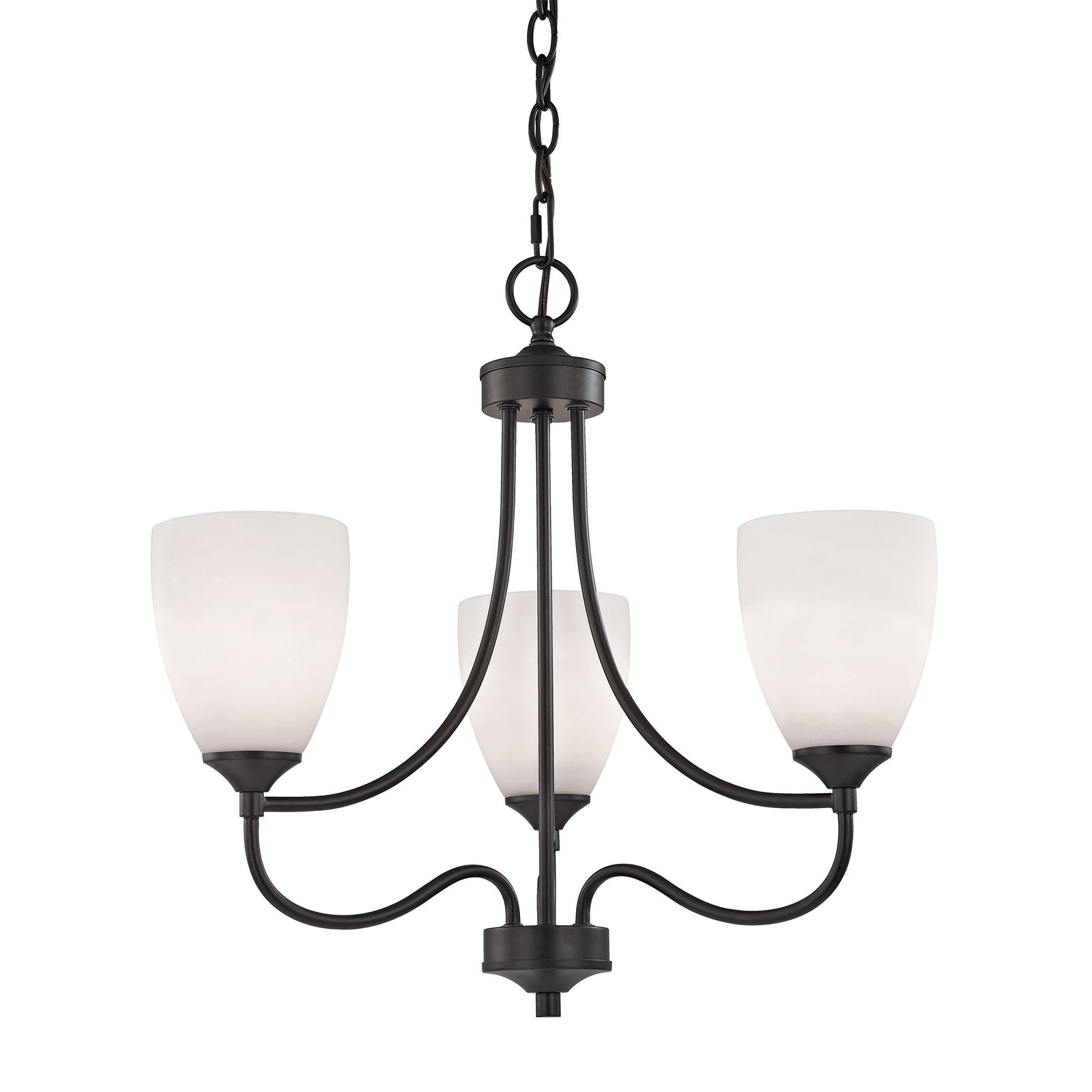Arlington 22'' Wide 3-Light Chandelier - Oil Rubbed Bronze with White Glass
