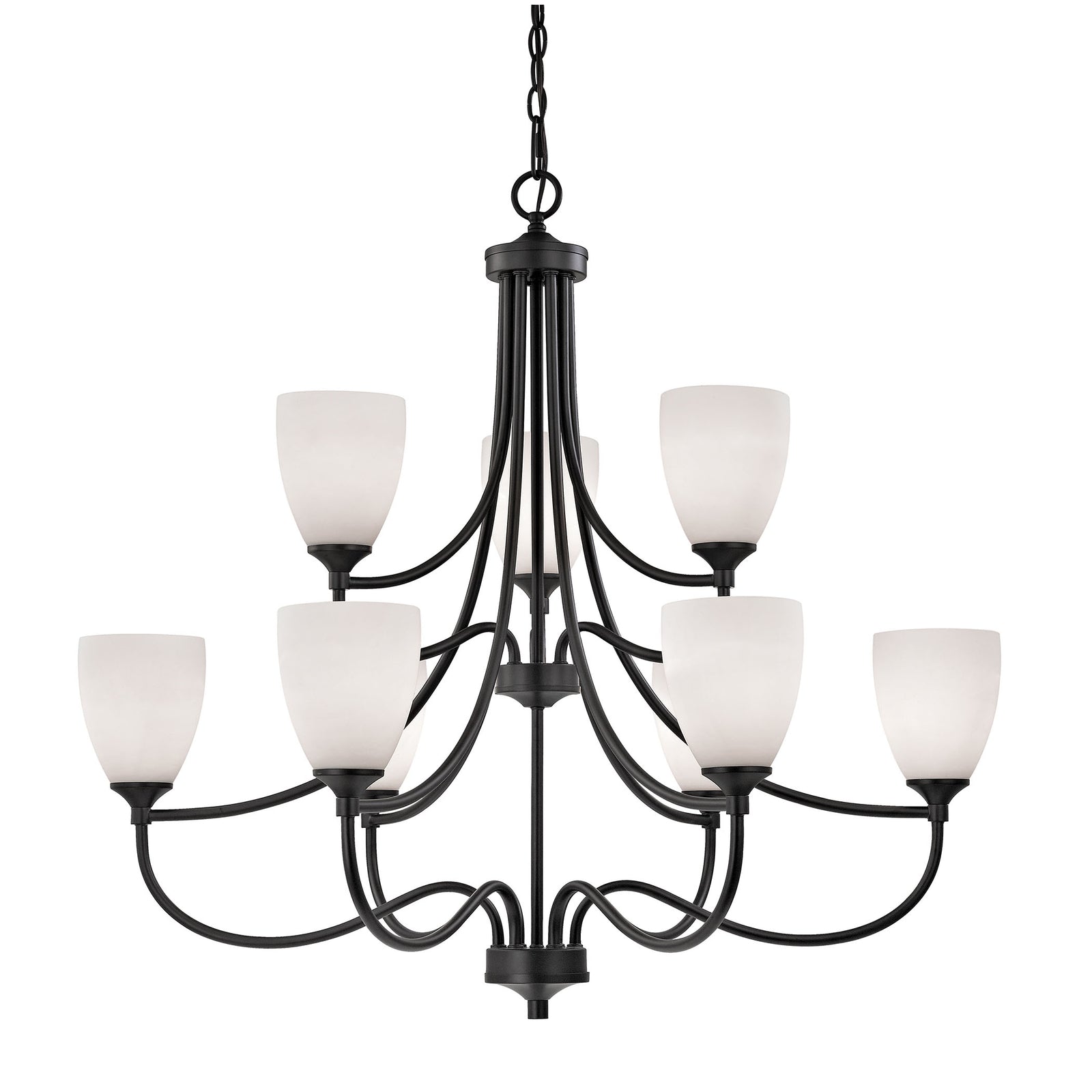 Arlington 36'' Wide 9-Light Chandelier - Oil Rubbed Bronze with White Glass