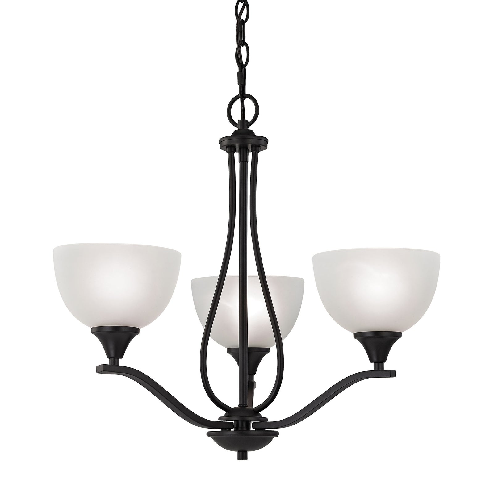 Bristol Lane 23'' Wide 3-Light Chandelier - Oil Rubbed Bronze with White Glass