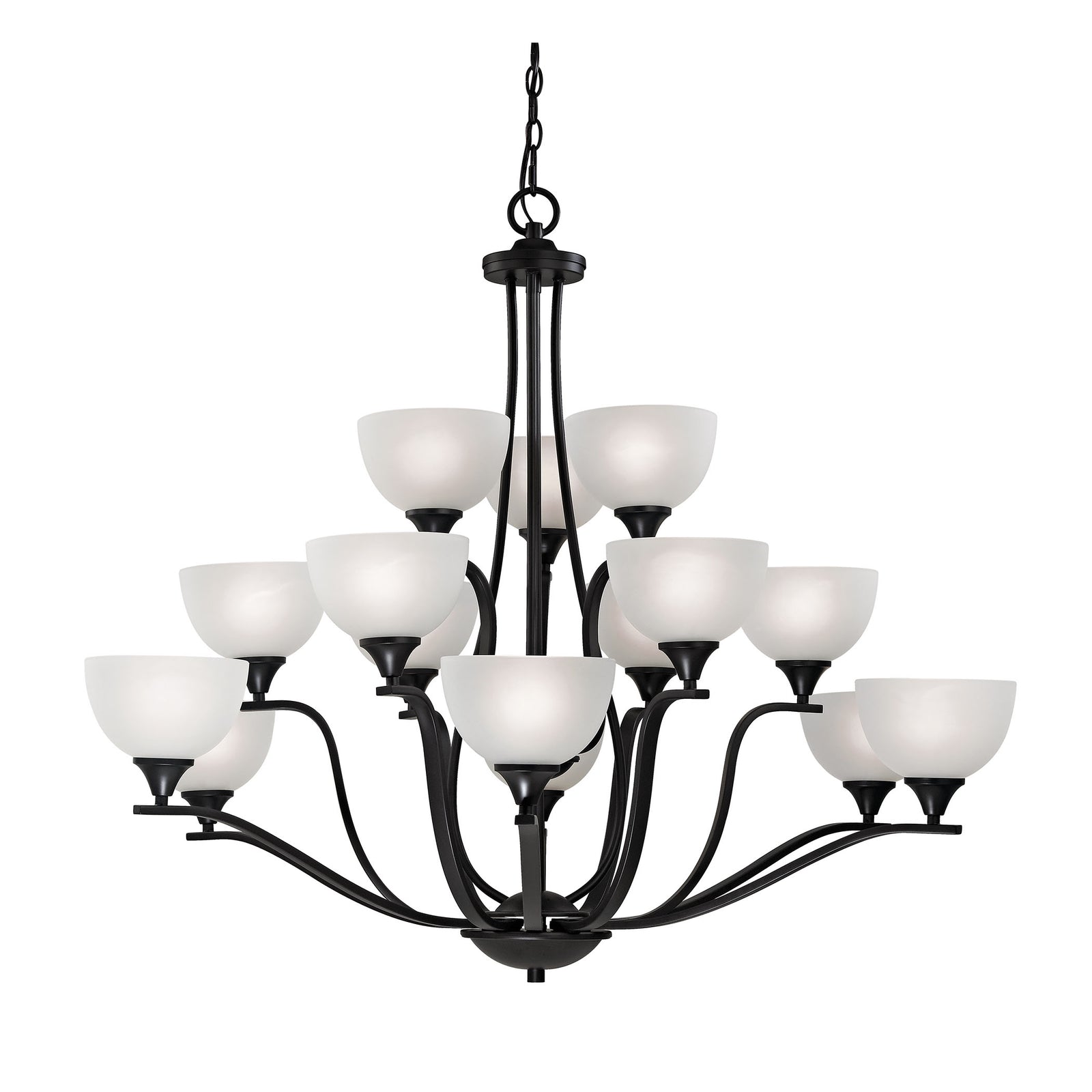 Bristol Lane 45'' Wide 15-Light Chandelier - Oil Rubbed Bronze with White Glass