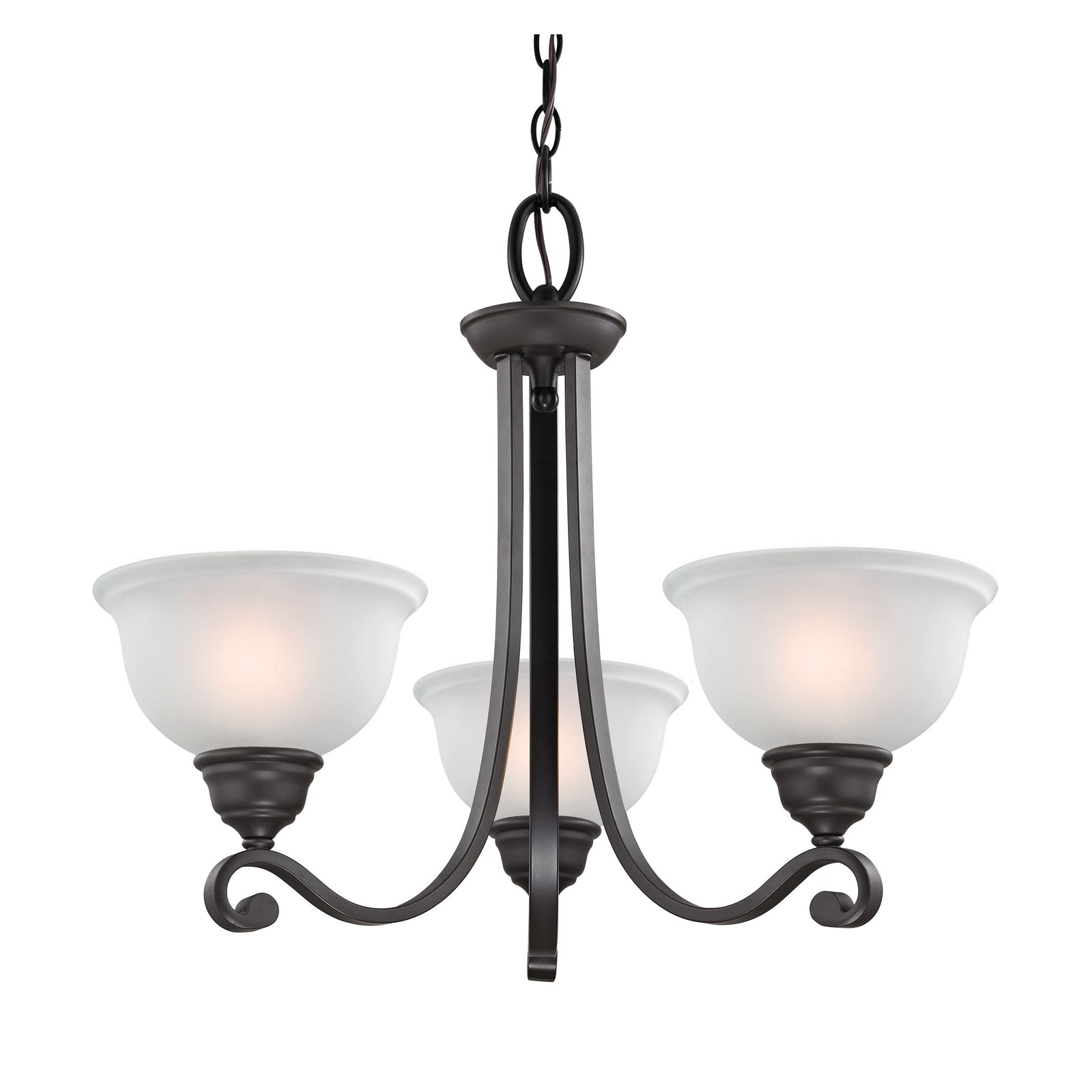 Hamilton 25'' Wide 3-Light Chandelier - Oil Rubbed Bronze with White Glass
