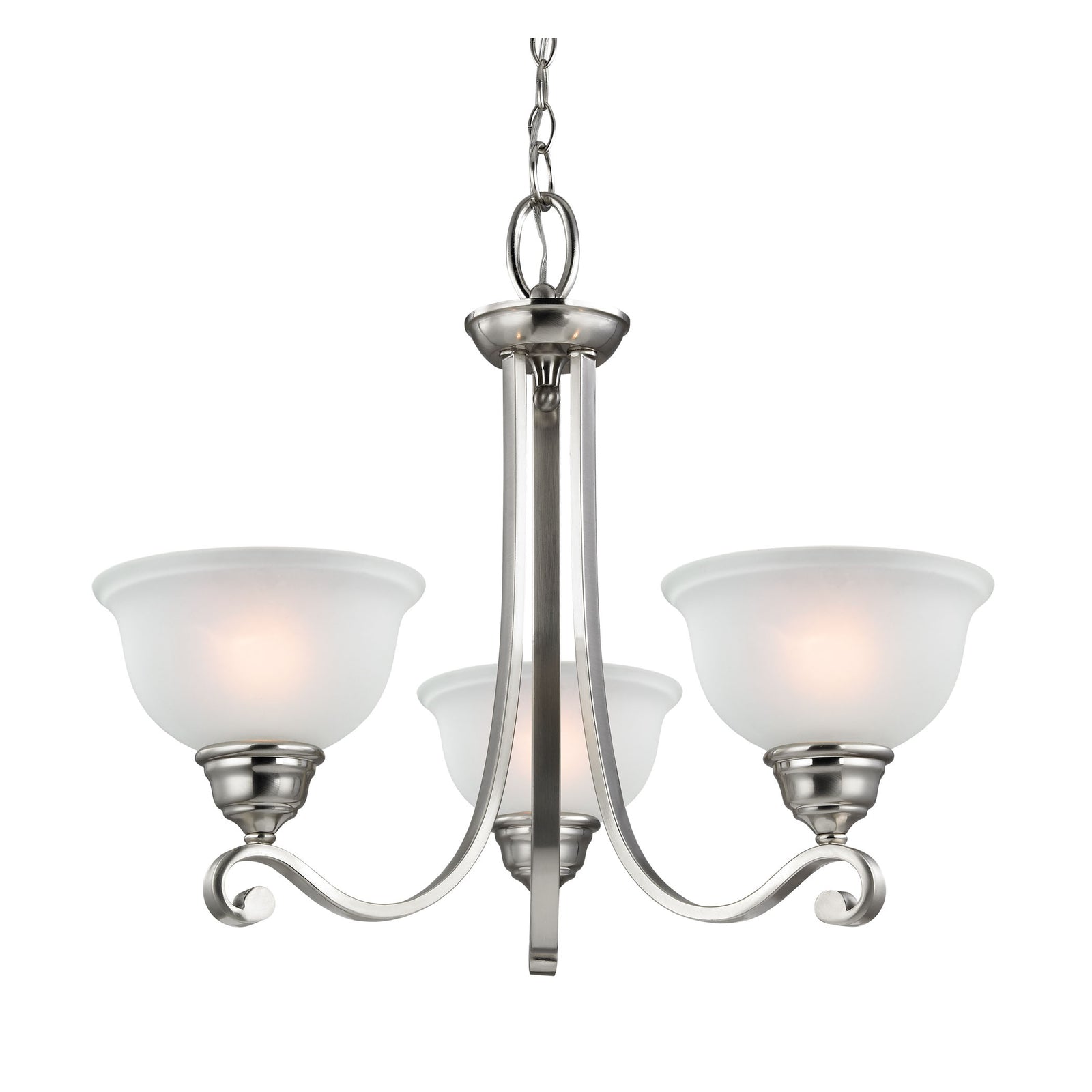 Hamilton 25'' Wide 3-Light Chandelier - Brushed Nickel with White Glass