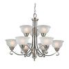 Hamilton 36'' Wide 9-Light Chandelier - Brushed Nickel with White Glass