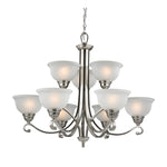 Hamilton 36'' Wide 9-Light Chandelier - Brushed Nickel with White Glass