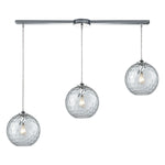 Watersphere 36'' Wide 3-Light Slim Linear Pendant - Polished Chrome with Clear