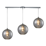 Watersphere 36'' Wide 3-Light Slim Linear Pendant - Polished Chrome with Smoke