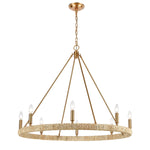 Abaca 36'' Wide 8-Light Chandelier - Satin Brass