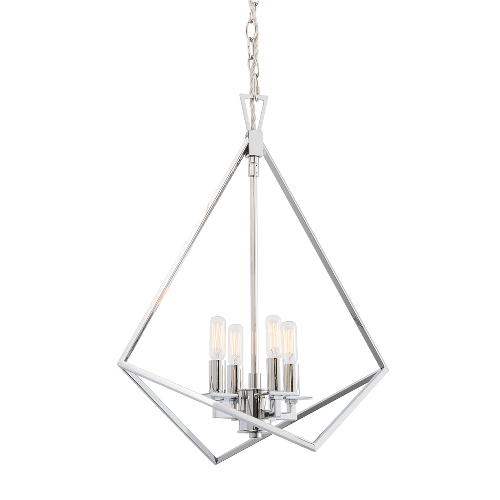 Trapezoid Cage 18'' Wide 4-Light Chandelier - Polished Nickel