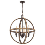Natural Rope 24'' Wide 4-Light Chandelier - Oil Rubbed Bronze