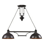 Farmhouse 44'' Wide 2-Light Linear Chandelier - Oiled Bronze