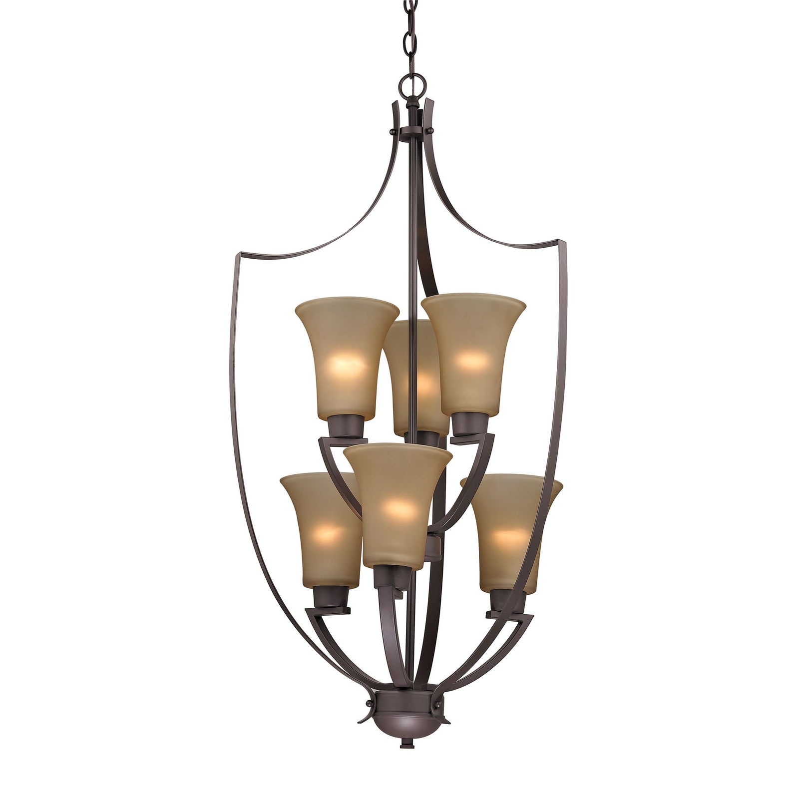 Foyer 21'' Wide 6-Light Chandelier - Oil Rubbed Bronze with Light Amber Glass