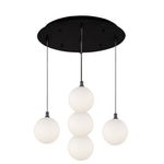 Bolla 16-in Black/Opal Glass 5-Light Multi Pendant
