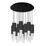 Bordeaux 25-in Matte Black/Clear Ribbed Glass 13-Light Multi Pendant