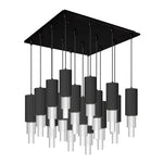 Bordeaux 20-in Matte Black/Clear Ribbed Glass 16-Light Multi Pendant