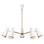 Brickell 45-in Matte White/Hazelnut Leather 5 Lights Chandeliers