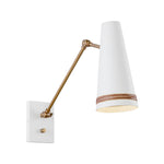 Brickell 5-in Matte White/Hazelnut Leather 1 Light Wall/Vanity