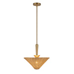 Bridgette 16-in Brushed Gold/Rattan Socket Pendant