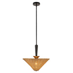 Bridgette 16-in Matte Black/Rattan Socket Pendant