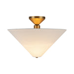 Bridgette 16-in Brushed Gold/White Linen Socket Semi-Flush Mount