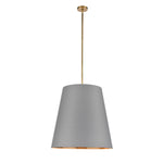 Calor 25-in Gray Linen With Gold Parchment/Vintage Brass 3 Lights Pendant