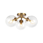 Cassia 15-in Aged Brass/Clear Glass 3 Lights Semi-Flush