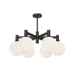 Castilla 29-in Matte Black/Opal Matte Glass 6 Lights Chandeliers
