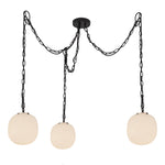 Cherise Matte Black/Glossy Ribbed Opal Glass Socket 12-in Multi Pendant