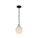 Cherise 7-in Matte Black/Glossy Ribbed Opal Glass Socket Pendant
