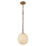 Cherise 12-in Brushed Gold/Glossy Ribbed Opal Glass Socket Pendant
