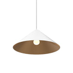 Wide Cone 16 Pendant - Matte Black with Gold Interior - White Cord