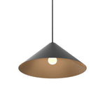 Wide Cone 16 Pendant - White with Gold Interior - Black Cord