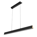 Flair 48" Suspended Linear Pendant - Matte Black with Maple Endcap