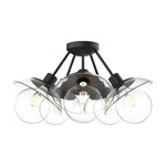 Francesca 20-in Clear Glass/Matte Black 5 Lights Semi Flush Mount