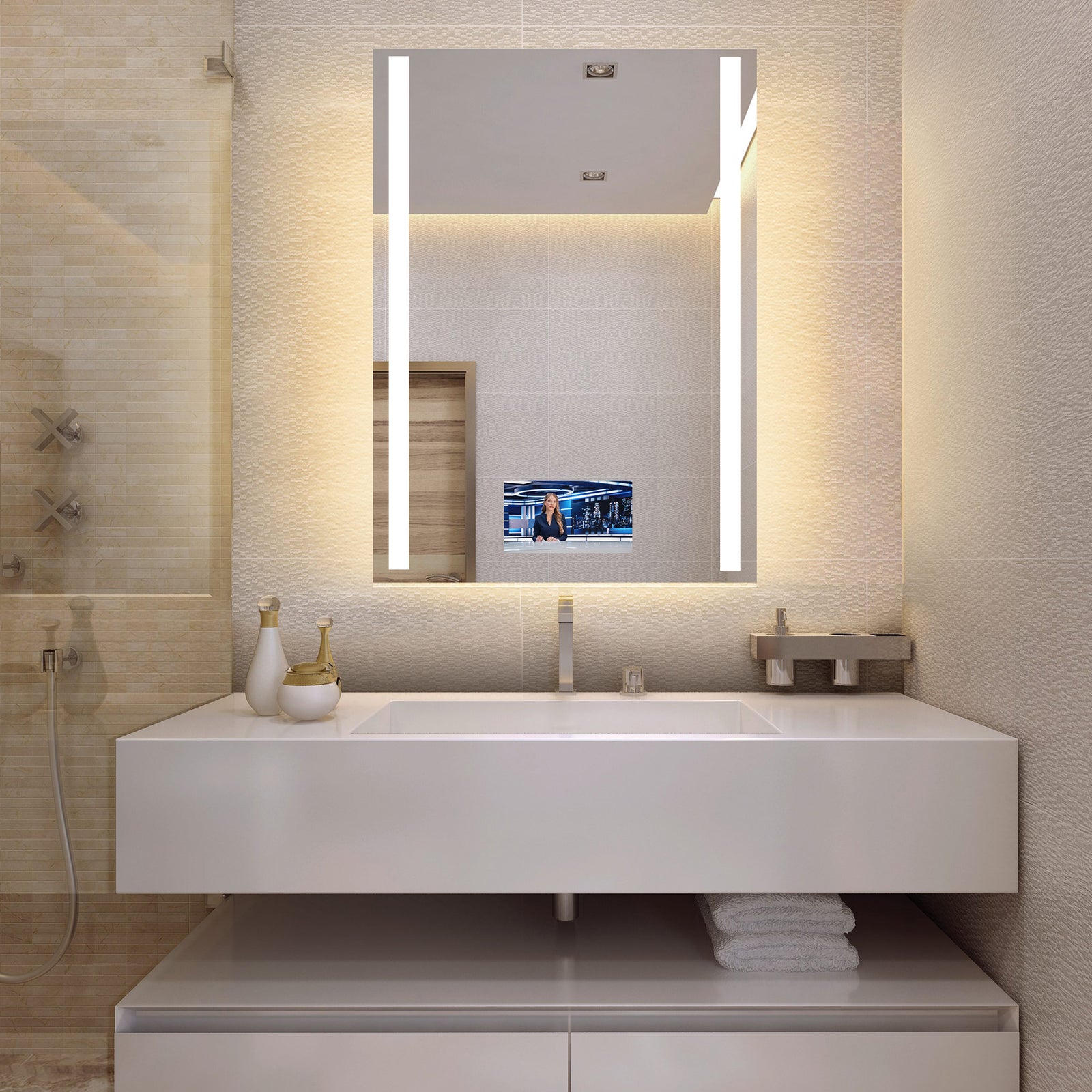 Electric Mirror Fusion 30" x 42" LED Lighted Mirror with 15" TV