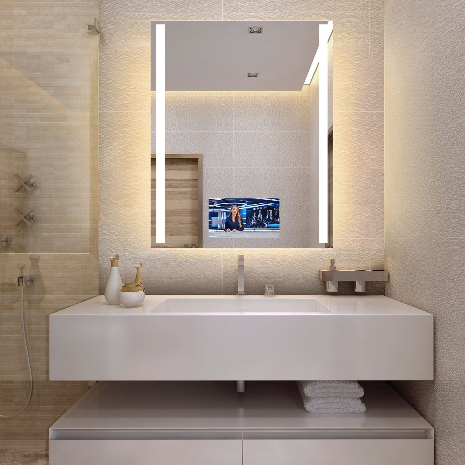Electric Mirror Fusion 36" x 42" LED Lighted Mirror with 21.5" HDTV